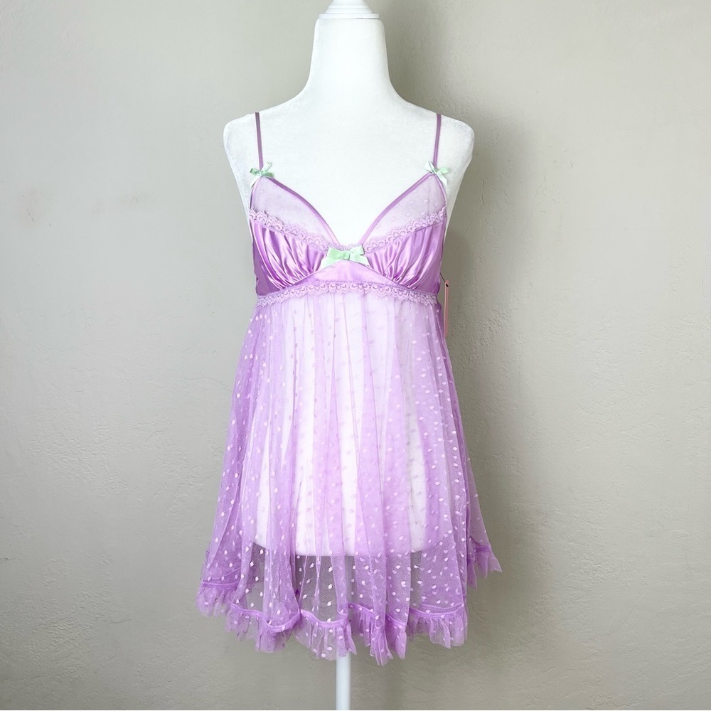 Betsey Johnson Lavender Chemise with Polka Dot Detail